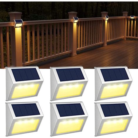 【Blanc chaud】Lampes solaires de clôture, lumières décoratives en acier inoxydable, lumières de jardin à LED, lumières d'étape étanch (1/5)