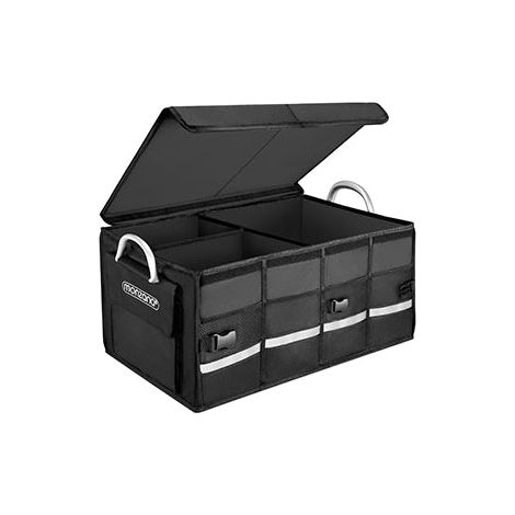 Organizador de maletero con tapa, 68 l, impermeable, negro (1/5)