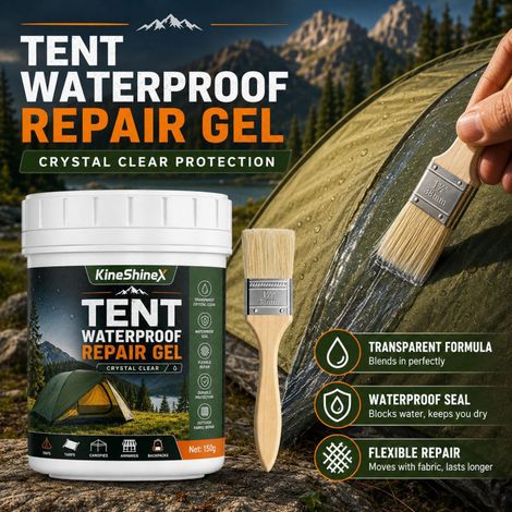 Adhésif imperméable KineShineX pour tentes de camping, agent de réparation et d'étanchéité transparent, rideau adhésif anti-fuites pour tentes d'extérieur (1/4)