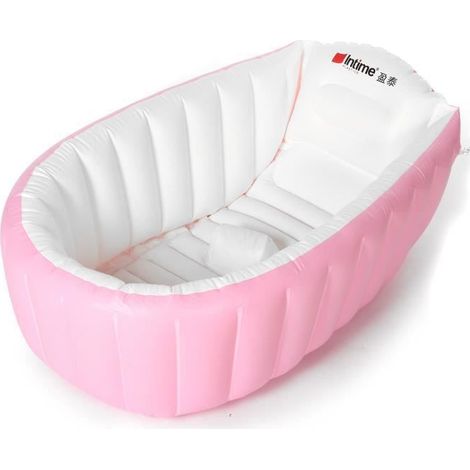 TEMPSA Bébé Nouveau-né Baignoire Gonflable Bain Piscine Portable Pliable Rose (1/4)