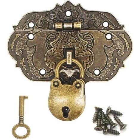 76 x 57 mm Loquet Serrure Vintage Antique Moraillon Fermoirs en Fer Bronze Antique Verrous pour Décoratifs Cabinet Armoire Boîte à Bijoux Boîte Cadeau Caisses Coulissantes Vis et clé incluses (1/5)