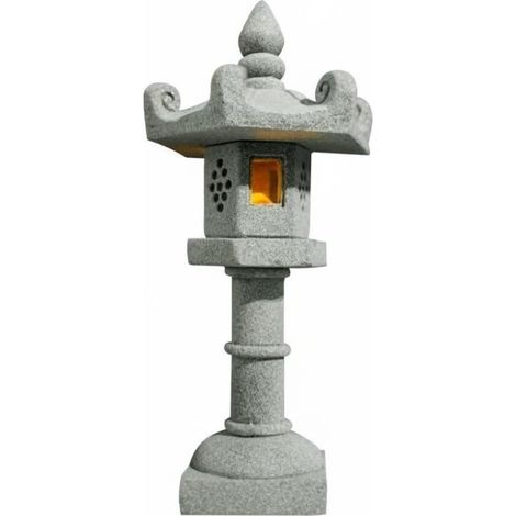 Lanterna giapponese in miniatura, scultura in pietra, delicata illuminazione ambientale, adatta per ufficio, giardino, meditazione, interni, lanterna esagonale allungata (1/5)
