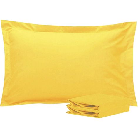 MINKUROW Funda de almohada plana con volantes 50 x 70 cm, juego de 2 fundas de cojín de microfibra súper suave, amarillo (1/5)