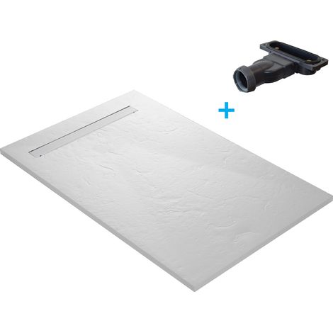 U-Tile – Receveur de douche caniveau en résine finition ardoise – Siphon ultra plat – Natte étanche – 140 x 90 cm – Débit 44 litres/minute (1/5)