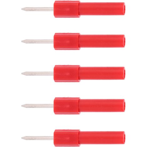 Packung mit 5 rückseitig isolierten Prüfspitzen, 4 mm Diagnosenadeln mit Bananenstecker für Multimeter (rot). (1/5)