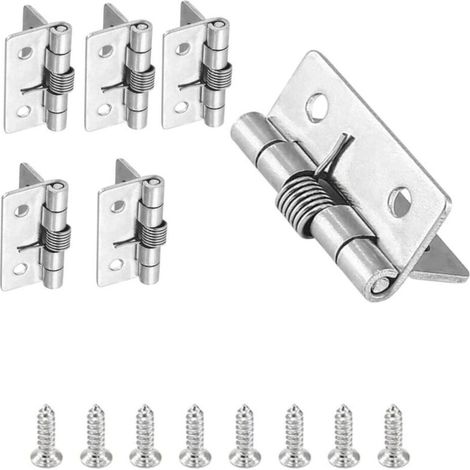 Juego de 6 bisagras de resorte de apertura y cierre automático, fabricadas en acero inoxidable 304, para puertas ocultas, bisagras de cierre con resorte (1/5)
