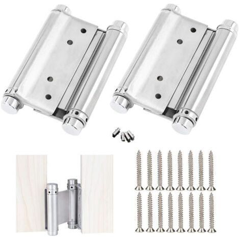 2 Pcs Stainless Steel Door Hinges Double Action Door Hinge Furniture Spring Hinges Screw-in Swing Door Hinge for Saloon Café Bar Double Door(3 inch) (1/5)