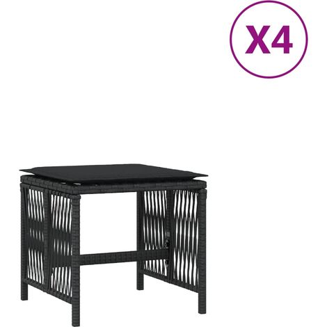 Tabourets de jardin,Repose-pied et coussins lot de 4 noir 41x41x36 cm rotin CFW93790 (1/5)