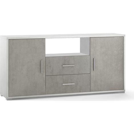 Madia 2 ante 2 cassetti credenza cucina soggiorno moderno Selena - Bianco - Grigio (1/4)