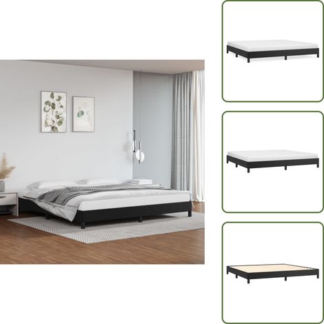 Bettgestell Schwarz 200x200 cm Kunstleder - Betten - Bettgestell - Doppelbett - Kunstlederbett - Schwarzes Bett (1/5)
