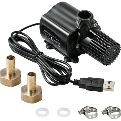 Pompe d'aquarium USB 500 l/h, pompe à eau submersible sans balais 4 W, mini pompe à eau, pompe sous-marine DC 5 V, pompe de puits pour aquarium, étang, fontaine pour animaux de compagnie, fontaine (1/5)