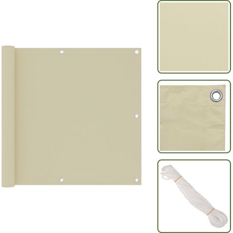 Protezione UV - vidaXL Paravento da Balcone Crema 90x300 cm Tessuto Oxford - Paravento in tessuto oxford