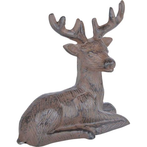 Cerf couché décoratif en fonte (1/2)
