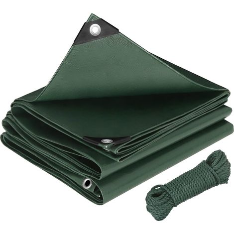 1 Bâche 3x4m, Imperméable PE 280g/m², Œillets Aluminium, Corde 16m, Protection Jardin Voiture (1/5)