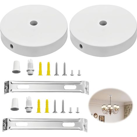 2PCS Baldaquin de Plafond Blanc, 100x20mm Rosace Plafond Cache Fil Pour Lustre, Pavillon Luminaire Canopy Light Accessoire Rosace de Plafond Pavillon Convient à Toutes les Lampes Cuisine Bar Café (1/5)