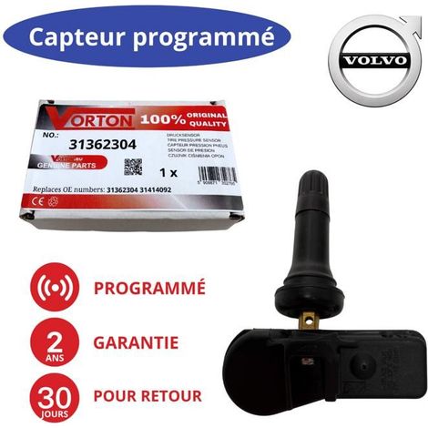 Sensore TPMS preprogrammato 433MHz per Volvo S60 III V60 II S90 II XC90 II – rif. 31362304/31414092