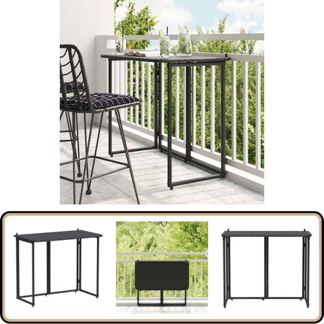 VidaXL Table de jardin pliante noir 90 x 51 x 75 cm polyrotin (1/5)