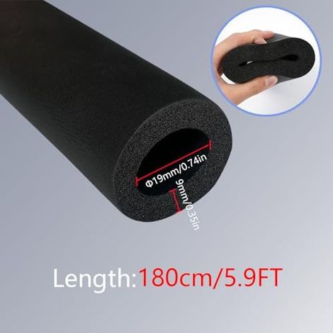 Tube D'isolation Isolation Tuyaux Chauffage Ø 19 mm Isolation de Tuyau 1.8m Tuyau D'isolation pour Chauffage et Tube Climatisation (Noir, 19mm) (1/3)