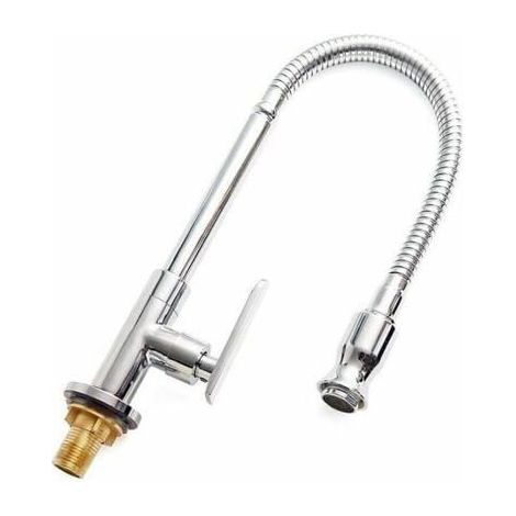 HOXILEELEO - Robinet de cuisine extérieur 360 ° rotatif monotrou mitigeur robinet de cuisine eau froide robinet de buanderie (1/5)