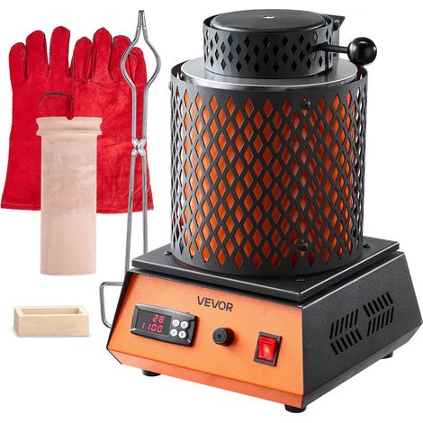 Four de Fusion Électrique 1350 W, Kit de Fusion d'Or avec Température Maximale 1150 ℃, avec Creuset en Céramique de 3 kg, pour Fabrication de Bijoux, Coulée et l'Affinage des Métaux, Atelier (1/5)