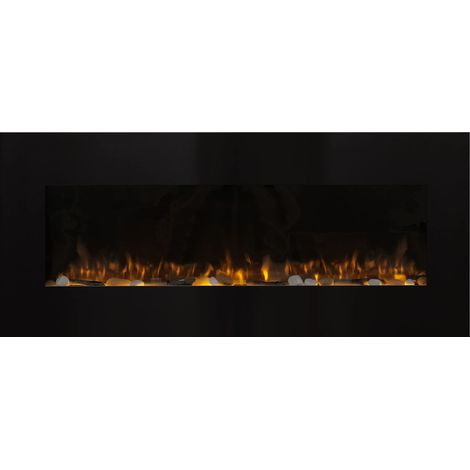 BREAKLING Caminetto elettrico da Parete XXL 120cm - Nero - Con Telecomando - 120x15x55cm - Effetto Fiamma a LED - Caminetto con Timer e Controllo Automatico di Temperatura