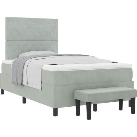 Maison Exclusive - Letto a molle con testiera Grigio chiaro 190 x 120 cm Velluto (1/5)