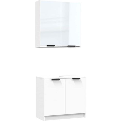 Maison Exclusive - Set di Mobili da Bagno 2 pz Bianco in Legno Multistrato (1/5)