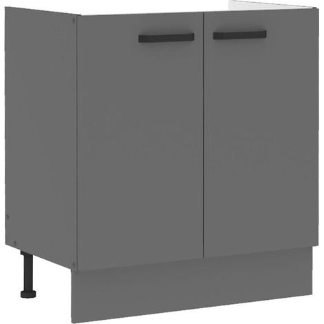 Küche NESSA Spülenunterschrank 80 Anthrazit Küchenzeile Küchenblock Einbauküche (1/5)