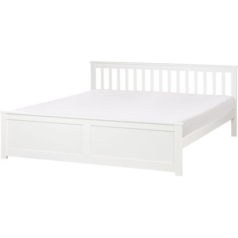 Bed Pine Wood OLENDON 180 x 200 cm (EU Super King) White
