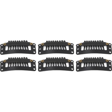 100pinces clips cheveux en U 32mm dentelés, noires, multi-usage, pour extensions et coiffure DIY, lot de 100 (1/5)