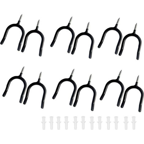 Lot de 12 crochets muraux en forme de U pour garage et jardin, en acier, capacité de 9 kg, comprend 12 chevilles
