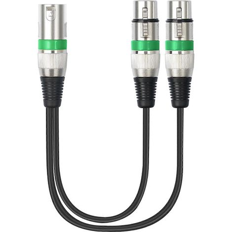 Câble audio mâle 3 broches vers femelle 2 broches, câble adaptateur audio microphone symétrique de type Y 1 broche mâle vers femelle 2 broches (pour haut-parleurs), vert. (1/5)