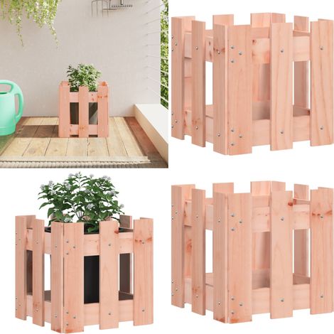 Jardinière avec design de clôture 30x30x30 cm Douglas massif - Jardinier - Pots De Fleurs - Bac À Plantation - Décoration Extérieure - Bois De Douglas - Home & Living (1/5)