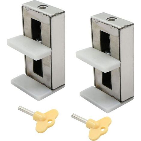 1pcs Verrous de Fenêtre Porte Coulissante Patio Embrailleur Bloc Baie Vitrée Verrouillage Coulissant Serrure Porte -Argent (1/5)