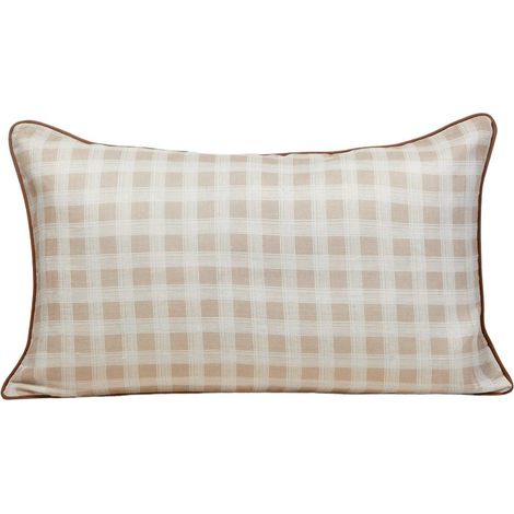 Housse de coussin en Voile de lin imprimé et finition passepoil VICKY (1/3)