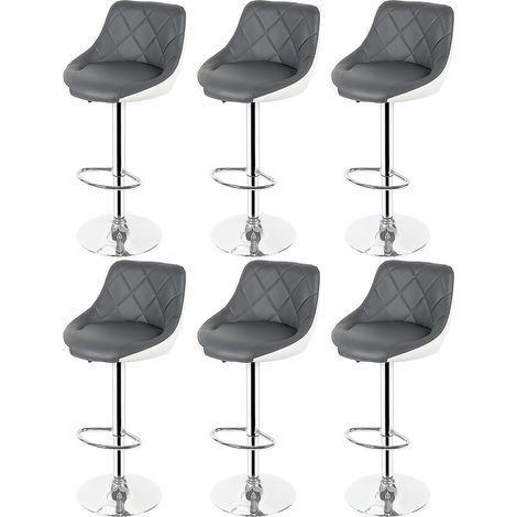 Aqrau  Tabouret Tabouret de bar à dossier en sergé,Avant gris après blanc 6 pcs