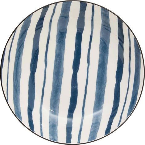 Lot de 6 Assiettes Creuses "Umami Rayure" 20cm Bleu