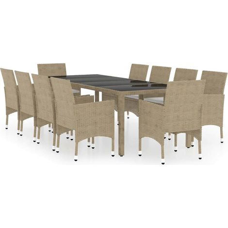 Maison Exclusive - 11-tlg. Garten-Essgruppe Poly Rattan Beige (1/5)
