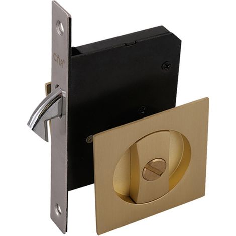 Verrou de sécurité pour porte coulissante, en alliage de zinc, couleur or, sans clé, pour salle de bain.-AquaForge (1/5)