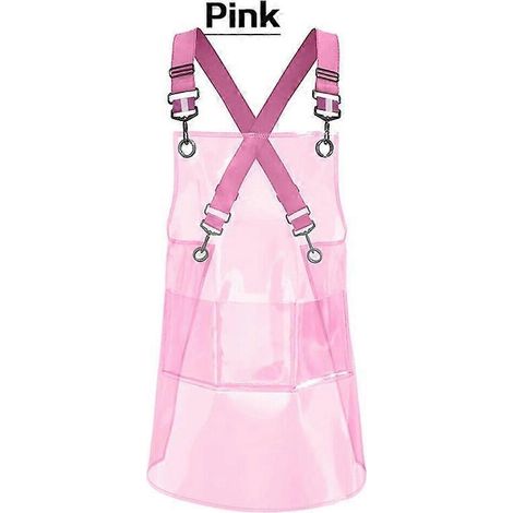 Tablier transparent pour coiffeur, barbier, chef cuisinier - Imperméable et résistant à l'huile - Couleur : rose (1/4)