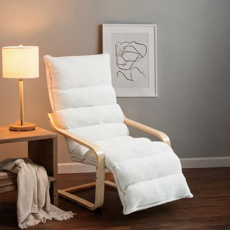 Fauteuil à bascule en polyester blanc inclinable (1/5)