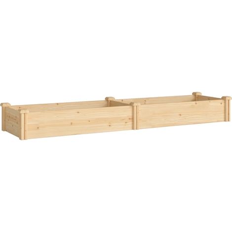 Bac à plantes en bois avec cloison, jardin surélevé avec fond ouvert 235 x 66 x 26 cm (1/5)