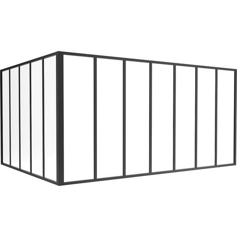 Verrière d'angle d'atelier en aluminium thermolaqué - L210 x L150 x H105 - Noir - BAYVIEW