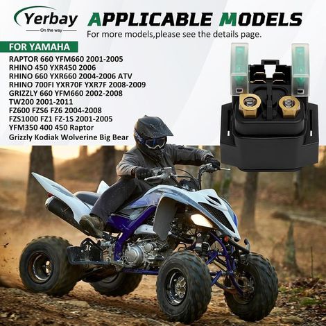 Anlasserrelais für Yamaha Rhino 660 YXR660 (2004–2006), Rhino 450 YXR450 (2006), TW200 (2001–2011), FZ600 FZS6 FZ6 (2004–2008), FZS1000 FZ1 FZ-1S (2001–2005) und VK10L Professional (2006–2008) (1/4)