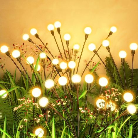 Lot de 4 lampes solaires pour extérieur, jardin, lucioles, éclairage continu, 8 LED, pour allée, cour, balcon, décoration (blanc chaud) (1/4)