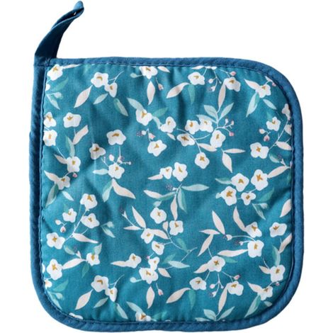 Gant De Protection Pour Four Et Casserole - Tissu Isolant Thermique - Motif Fleur Vert - Forme Triangulaire - Lot De 4 (1/5)