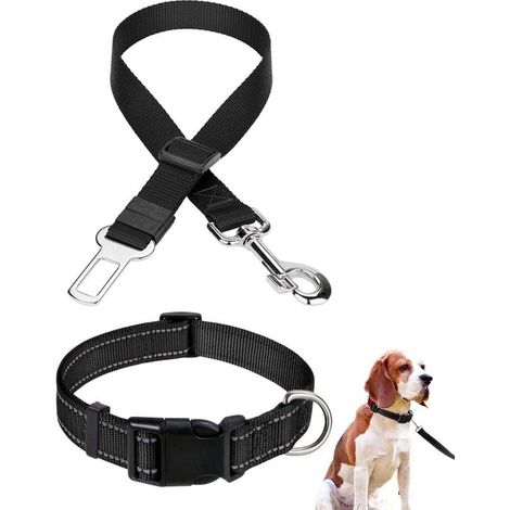 Cinturón de seguridad para perros y gatos, cinturón de seguridad ajustable para perros, gatos y tipos de coches, negro (1/5)