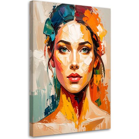 Wandbild für das Schlafzimmer Wohnzimmer Porträt einer schönen Frau mit Farbeffekt 40x60 cm (1/5)