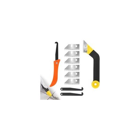 Grattoir à Joints, Couteau de Scie à Joint Outil de Grattage de Joints avec 8 Lames de Rechange, Grattoir Joint Carrelage pour Salle de bain, Carrelage,Cuisine (1/5)