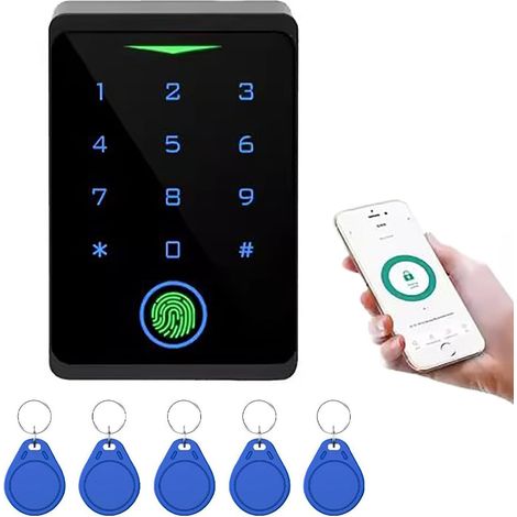 Serrure Connectée Porte D'entrée, Kit Système de Contrôle d'Accès, Télécommande D'accès Étanche à l'eau avec RFID, D'empreintes, APP pour Système de Contrôle D'accès Ouvre (1/5)